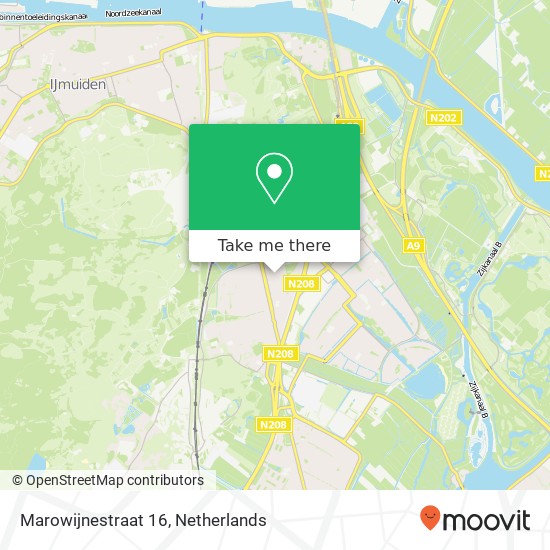 Marowijnestraat 16, 2071 VG Santpoort-Noord kaart
