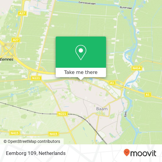 Eemborg 109, 3741 ZB Baarn kaart