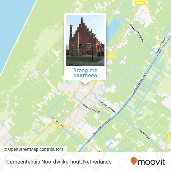 Gemeentehuis Noordwijkerhout kaart