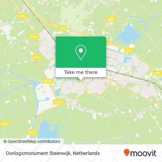 Oorlogsmonument Steenwijk kaart
