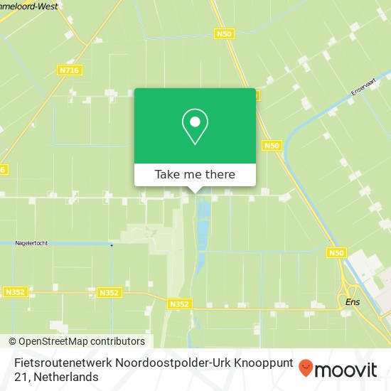 Fietsroutenetwerk Noordoostpolder-Urk Knooppunt 21 kaart