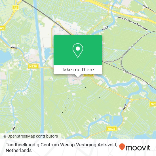 Tandheelkundig Centrum Weesp Vestiging Aetsveld kaart