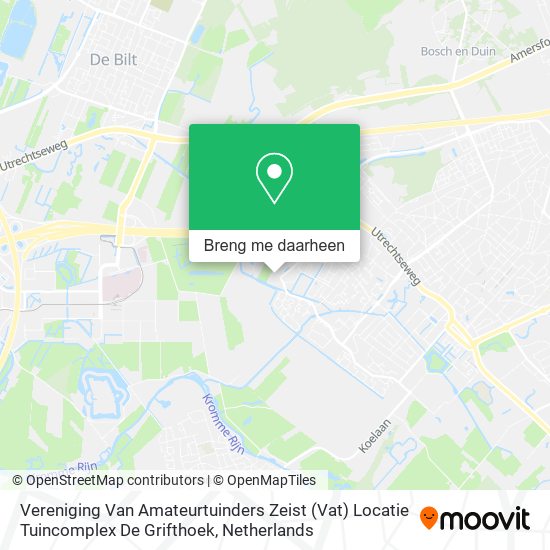 Vereniging Van Amateurtuinders Zeist (Vat) Locatie Tuincomplex De Grifthoek kaart