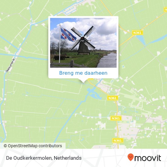 De Oudkerkermolen kaart