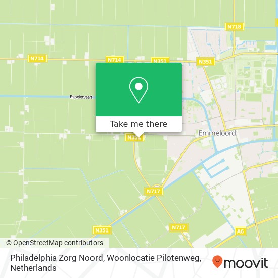 Philadelphia Zorg Noord, Woonlocatie Pilotenweg kaart