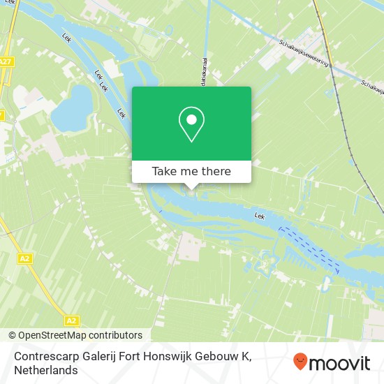 Contrescarp Galerij Fort Honswijk Gebouw K kaart