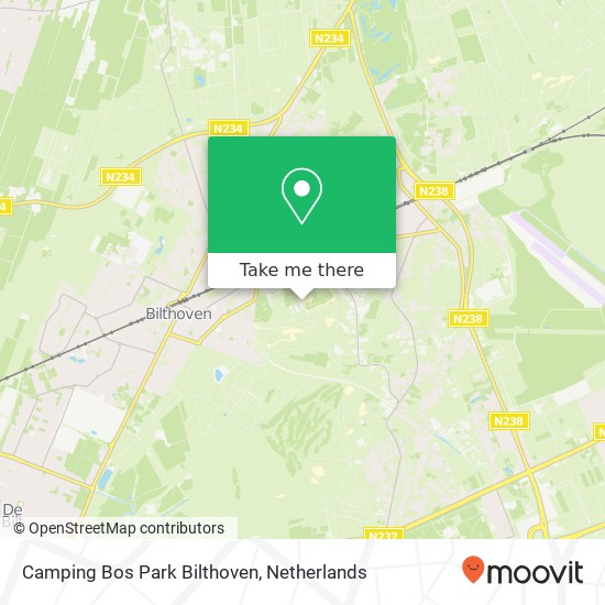 Camping Bos Park Bilthoven kaart