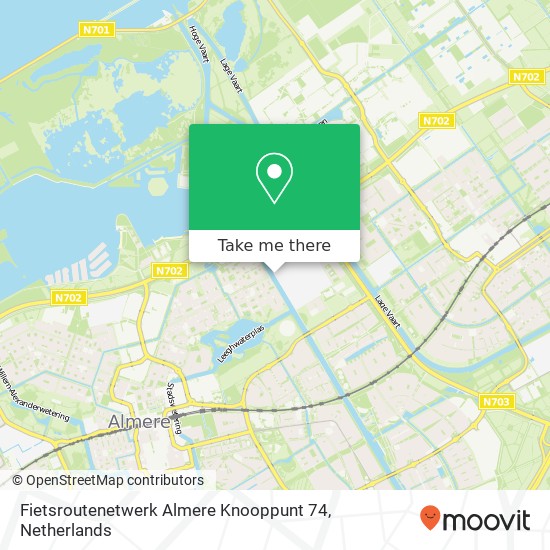 Fietsroutenetwerk Almere Knooppunt 74 kaart
