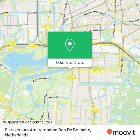 Fietsverhuur Amsterdamse Bos De Boshalte kaart