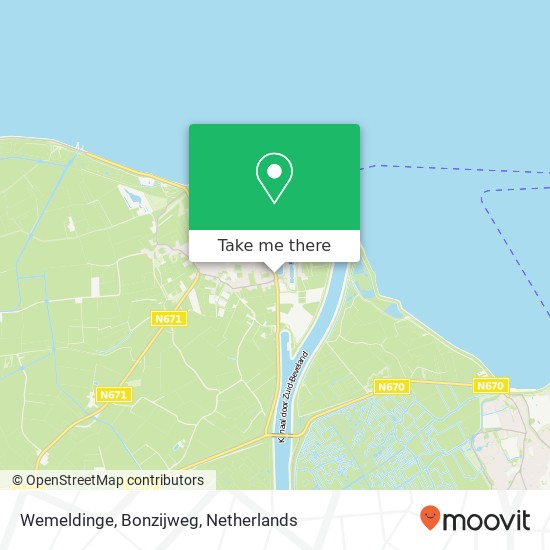 Wemeldinge, Bonzijweg kaart