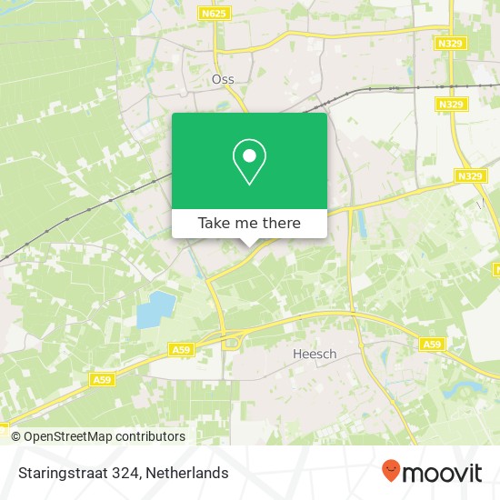 Staringstraat 324, 5343 GN Oss kaart