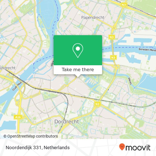 Noordendijk 331, 3312 AE Dordrecht kaart