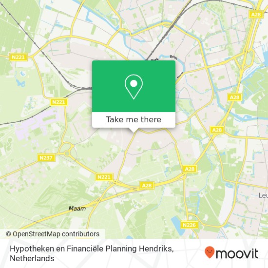Hypotheken en Financiële Planning Hendriks, Leusderweg kaart