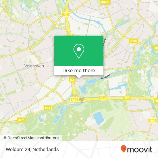 Weldam 24, 5655 JG Eindhoven kaart