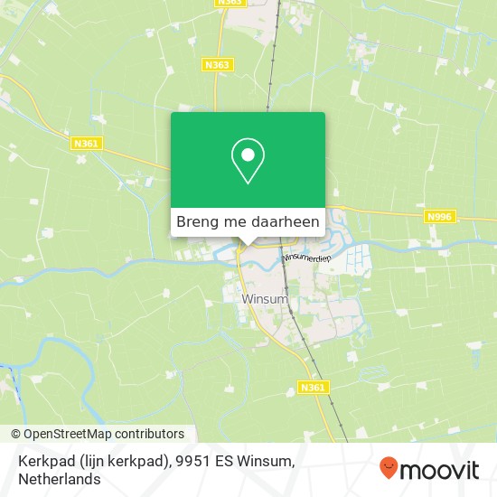 Kerkpad (lijn kerkpad), 9951 ES Winsum kaart