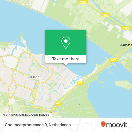 Gooimeerpromenade 9, 1277 ES Huizen kaart