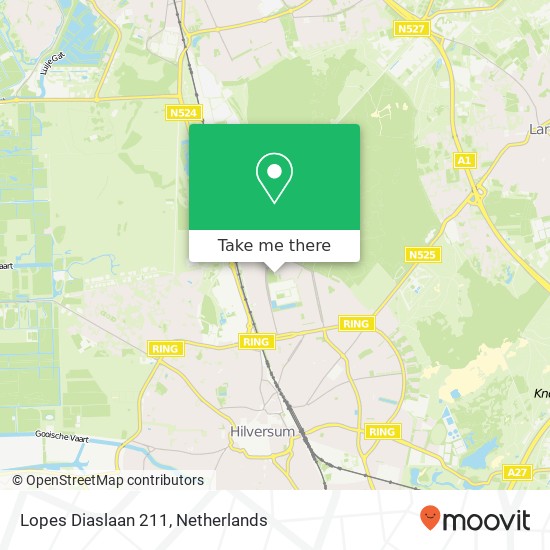 Lopes Diaslaan 211, Lopes Diaslaan 211, 1222 VE Hilversum, Nederland kaart