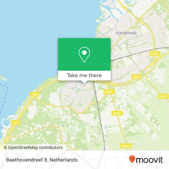 Beethovendreef 8, 3845 AS Harderwijk kaart
