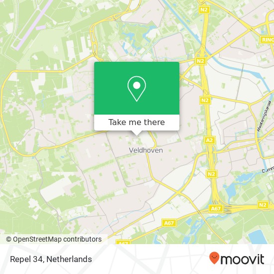 Repel 34, 5501 HS Veldhoven kaart