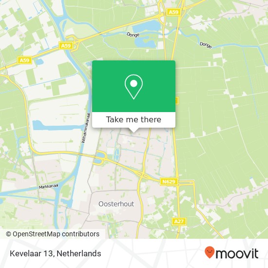Kevelaar 13, 4907 KV Oosterhout kaart