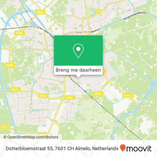 Dotterbloemstraat 55, 7601 CH Almelo kaart