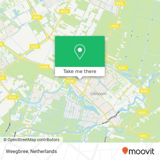 Weegbree, 1422 MN Uithoorn kaart