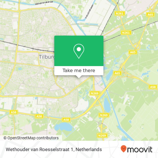 Wethouder van Roesselstraat 1, 5021 AE Tilburg kaart