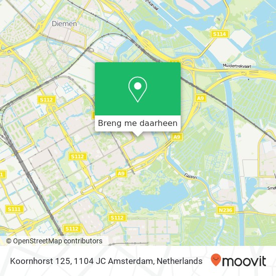 Koornhorst 125, 1104 JC Amsterdam kaart