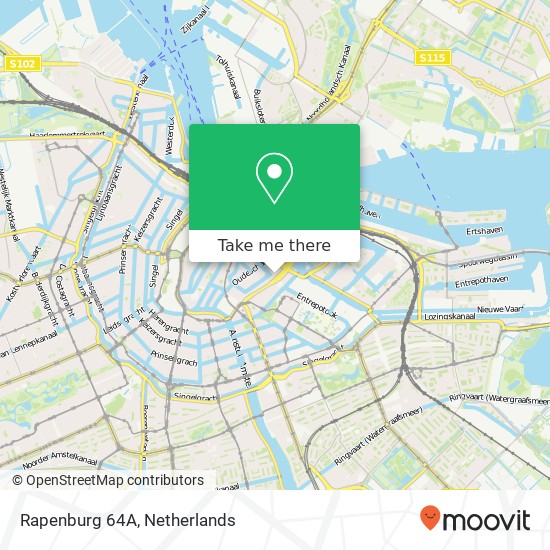 Rapenburg 64A, Rapenburg 64A, 1011 TZ Amsterdam, Nederland kaart