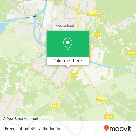 Freesiastraat 45, 4904 CR Oosterhout kaart