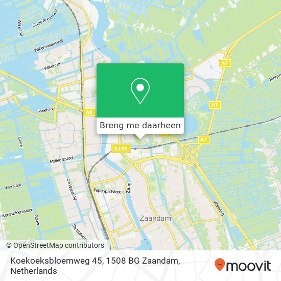 Koekoeksbloemweg 45, 1508 BG Zaandam kaart