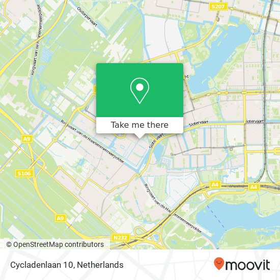 Cycladenlaan 10, 1060 LW Amsterdam kaart