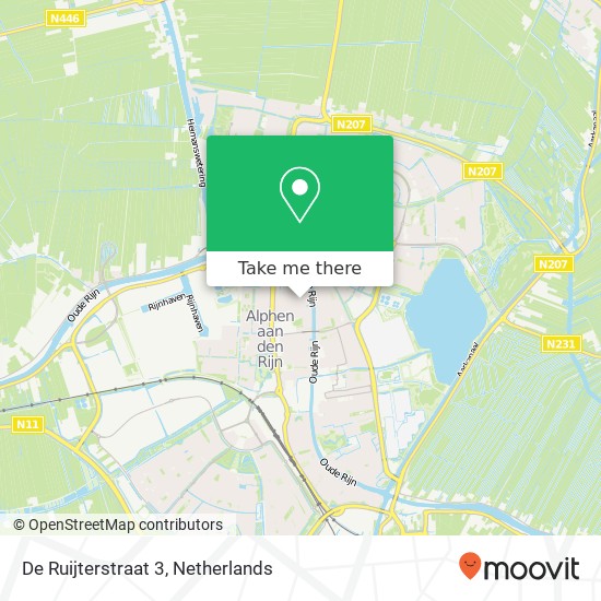 De Ruijterstraat 3, 2405 GL Alphen aan den Rijn kaart