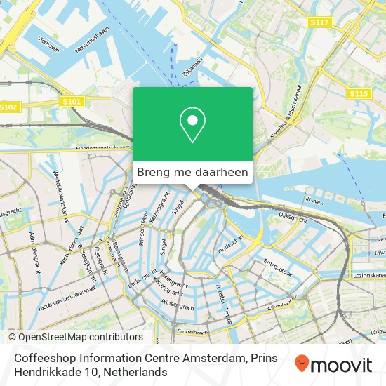 Coffeeshop Information Centre Amsterdam, Prins Hendrikkade 10 kaart