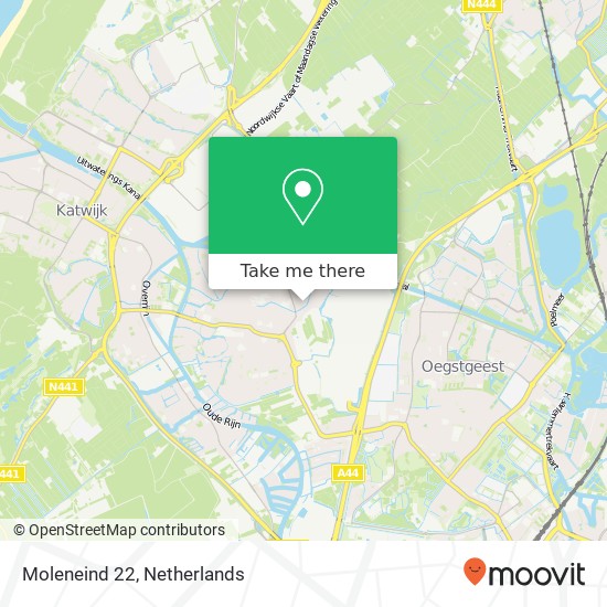 Moleneind 22, 2231 HA Rijnsburg kaart