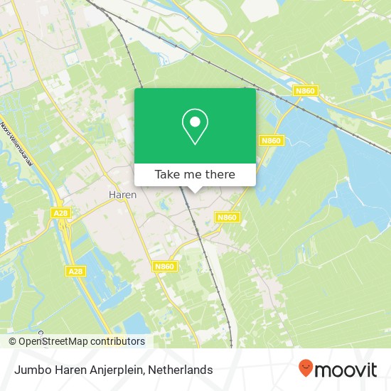 Jumbo Haren Anjerplein, Korenbloemweg kaart