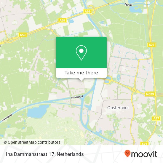 Ina Dammanstraat 17, 4906 JD Oosterhout kaart