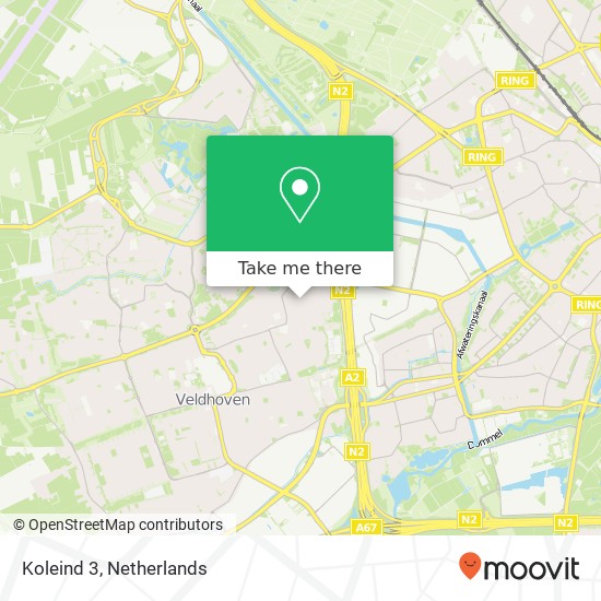 Koleind 3, 5502 PN Veldhoven kaart