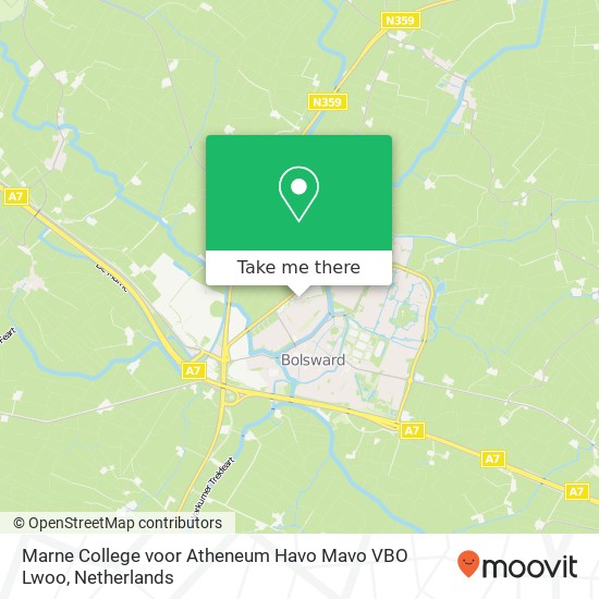 Marne College voor Atheneum Havo Mavo VBO Lwoo, Schoolstraat 7 kaart