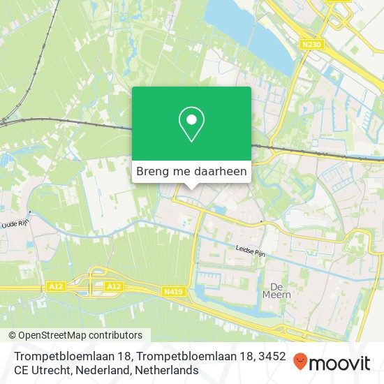 Trompetbloemlaan 18, Trompetbloemlaan 18, 3452 CE Utrecht, Nederland kaart