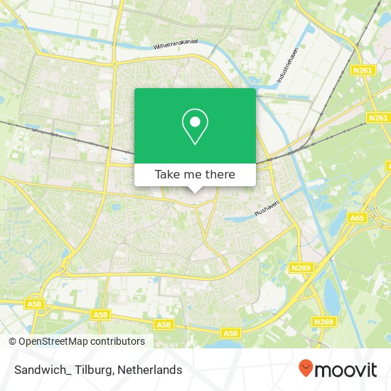 Sandwich_ Tilburg, Heuvelstraat 83 5038 AC Tilburg kaart