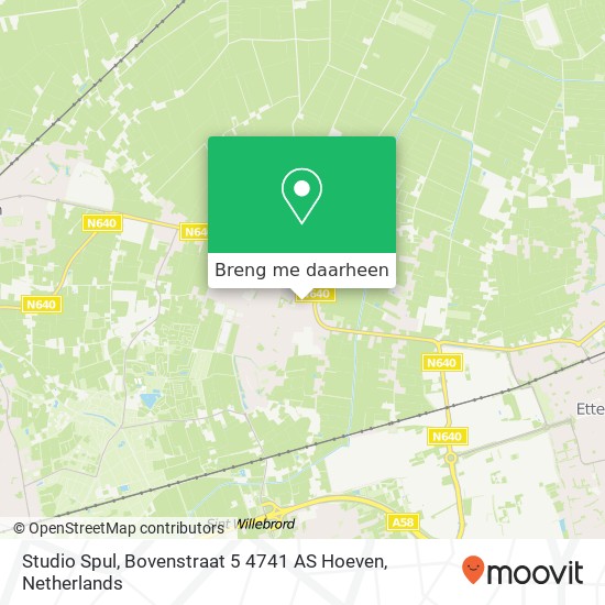 Studio Spul, Bovenstraat 5 4741 AS Hoeven kaart