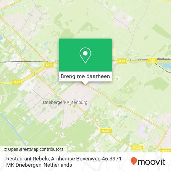 Restaurant Rebels, Arnhemse Bovenweg 46 3971 MK Driebergen kaart