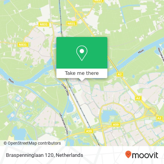 Braspenninglaan 120, 5237 NR 's-Hertogenbosch kaart