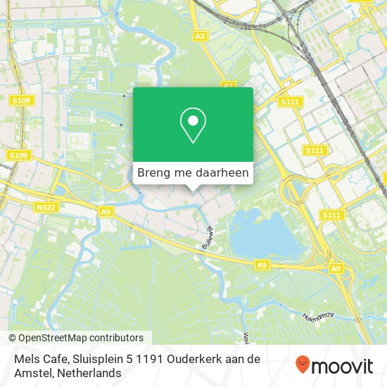 Mels Cafe, Sluisplein 5 1191 Ouderkerk aan de Amstel kaart