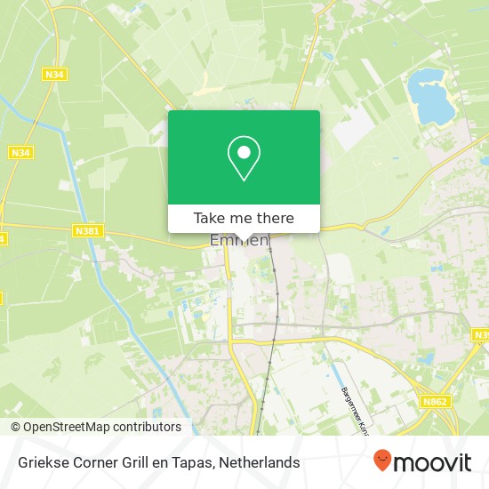 Griekse Corner Grill en Tapas, Hoofdstraat 116 7811 ET Emmen kaart