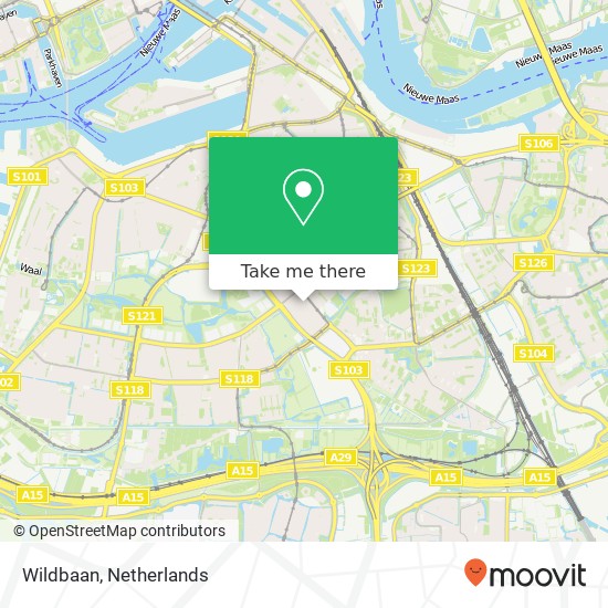 Wildbaan, Wildbaan, 3075 Rotterdam, Nederland kaart
