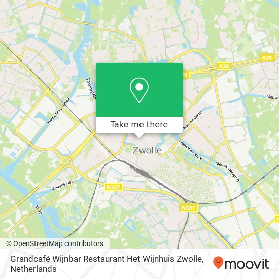 Grandcafé Wijnbar Restaurant Het Wijnhuis Zwolle, Grote Kerkplein 7 kaart