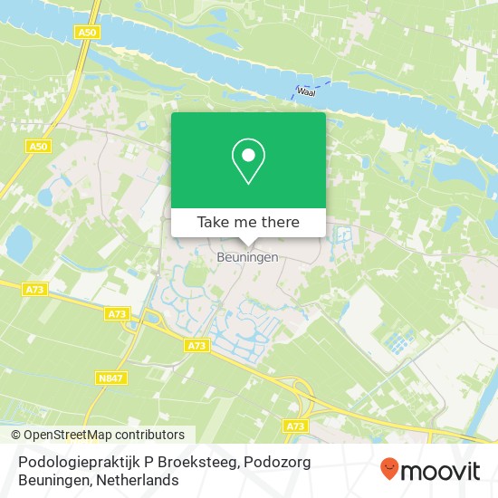 Podologiepraktijk P Broeksteeg, Podozorg Beuningen, Wilhelminalaan 106 kaart