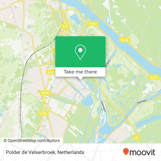 Polder de Velserbroek kaart